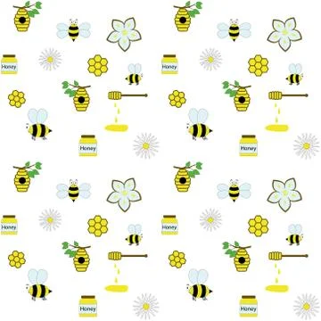 Honey theme seamless pattern. Stock Illustration