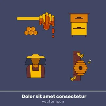 Honey vector colour icon set Stock Illustration