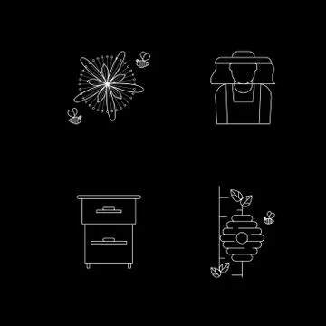 Honey vector line icons Stock Illustration