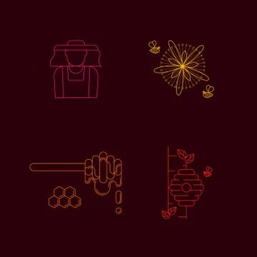 Honey vector linear icon set Stock Illustration