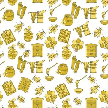 Honey vector seamless pattern Stock Illustration