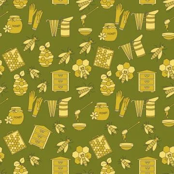 Honey vector seamless pattern Stock Illustration