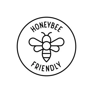 Honeybee Friendly Icon with Bee Symbol in Minimal Round Badge Design Stock Illustration