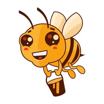 Honeybee insect with wings, isolated icon of bee producing honey or sweet n.. Stock Illustration