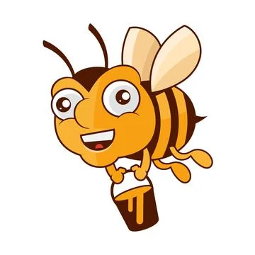 Honeybee insect with wings, isolated icon of bee producing honey or sweet n.. Stock Illustration