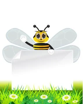 Honeybee with text paper Stock Illustration
