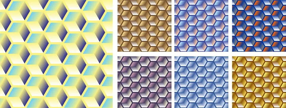 Honeycomb 3D Pattern Set Stock Illustration