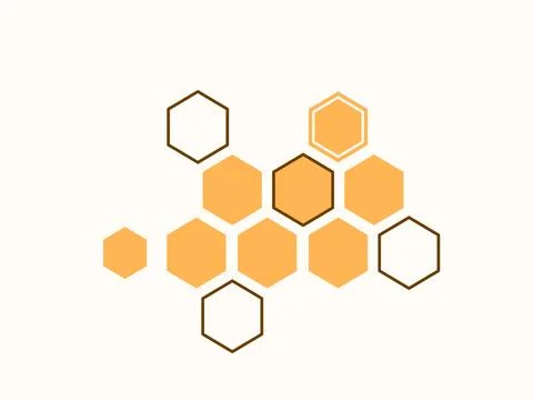 Honeycomb with abstract bee honey vector illustration asymmetrical shape Stock Illustration