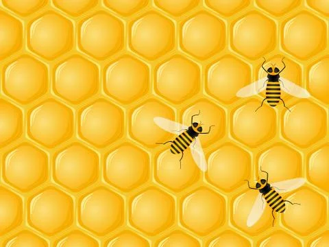 Honeycomb and bees Stock Illustration