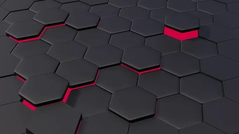 Honeycomb animation with grey exagonal design and red light Stock Footage 109164704