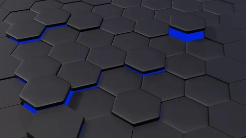 Honeycomb animation with grey hexagonal design and blue light Stock Footage 109164702