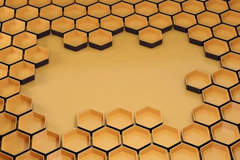Honeycomb background with copy space. 3d illustration. Stock Illustration