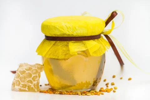 Honeycomb with bees Stock Photos