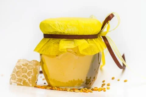 Honeycomb with bees Stock Photos