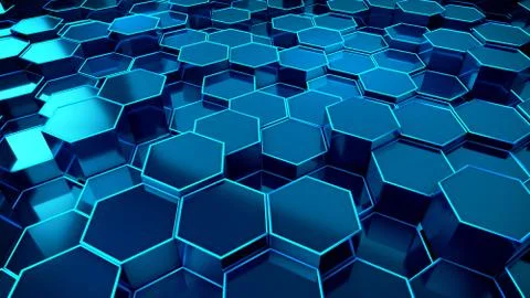 Honeycomb Blue Background Technology Stock Illustration