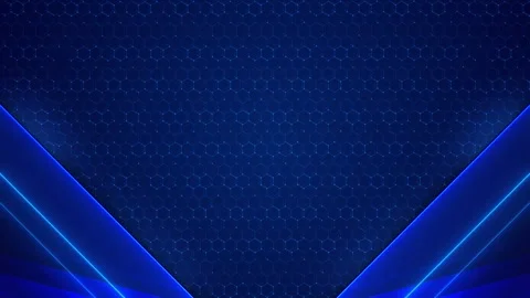 Honeycomb blue digital banner visual angled neon borders, hexagonal pattern, Stock Footage 340479738