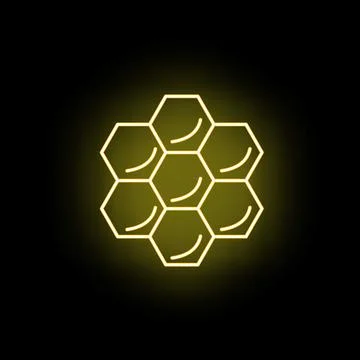Honeycomb cells generating glowing neon light icon Stock Illustration