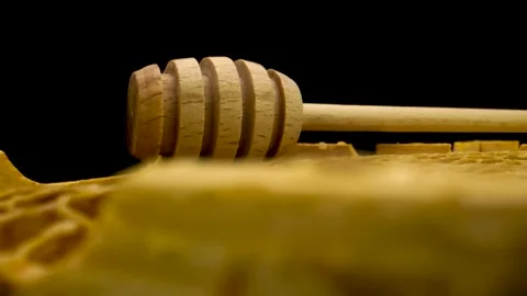 Honeycomb close up hitting camera Stockbeeldmateriaal 159736647