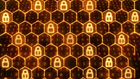 A Honeycomb computer digital security firewall grid Stock Footage 155221000