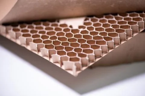 Honeycomb core cardboard cell layout 10 mm height Stock Photos