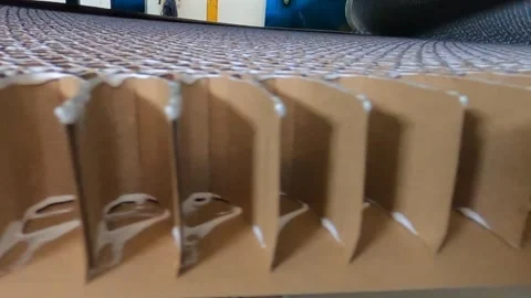 Honeycomb core passing with glue Video stock 305856467
