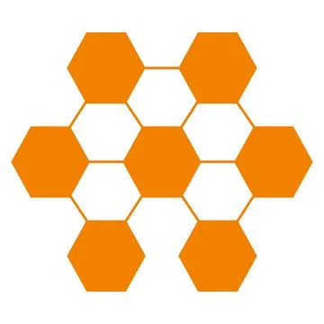 Honeycomb flat icon. Vector orange symbol on white background. Stock Illustration