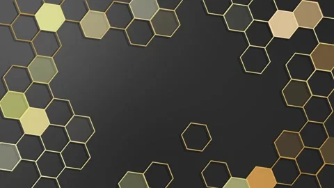 Honeycomb geometric frame on dark background animation, Background with hex.. Stock Footage 329526968