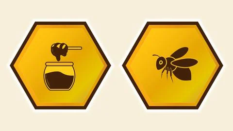 Honeycomb hexagonal icons Stock Illustration