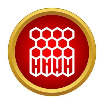 Honeycomb hexagonal pattern icon on red button Illustrazione stock