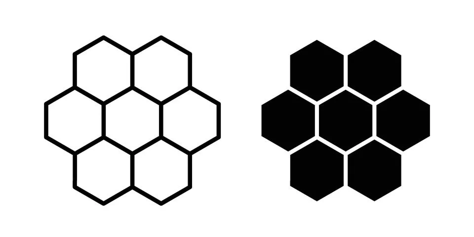Honeycomb icon bundle for website design projects Stock Illustration