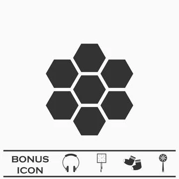 Honeycomb icon flat Stock Illustration