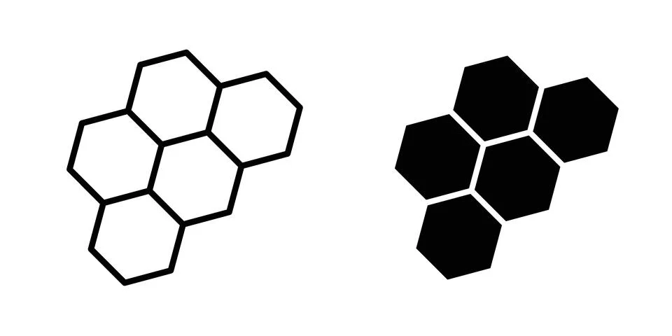 Honeycomb icon vector concepts, line and silhouette style Stock Illustration