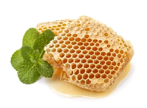Honeycomb with  mint Stock Photos