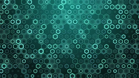 Honeycomb mosaic background. Simple hexagon grid with inner solid cells. Stock Footage 284931772