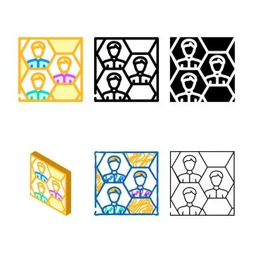 Honeycomb networking color icon vector variations Stock Illustration