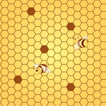 HoneyComb pattern with bees Stock Illustration