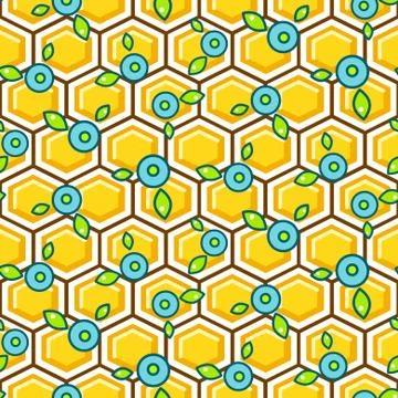 Honeycomb pattern cells with berry vector background Stock Illustration