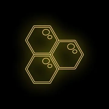 Honeycomb pattern of glowing neon yellow hexagons Illustrazione stock