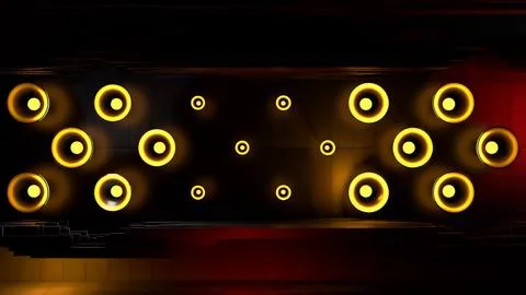 Honeycomb Pattern of Glowing Yellow Speaker Rings Stock Illustration