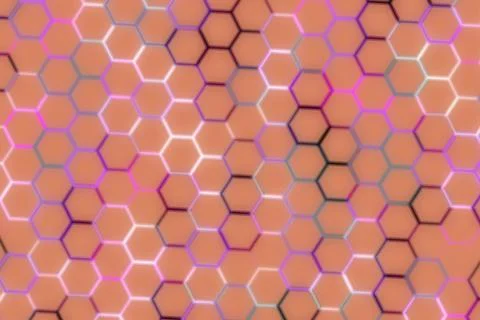 Honeycomb pattern with hexagonal cells and pink highlights Stock Photos