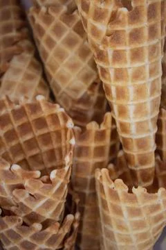Honeycomb Pattern Ice Cream Cones Piled Together Stock Photos