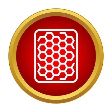 Honeycomb pattern icon in red round button 스톡 일러스트