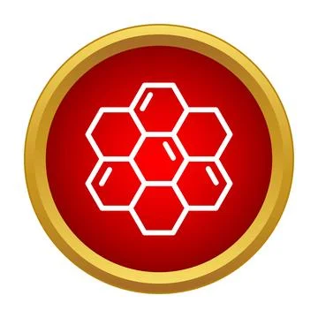 Honeycomb pattern in a red and gold icon Illustrazione stock