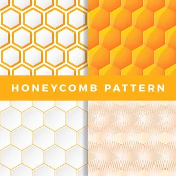 Honeycomb pattern set. Honeycomb vector seamless pattern. Outline hexagon Vec Stock Illustration