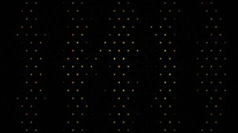 Honeycomb pattern with yellow dots on black background in dark space Illustrazione stock