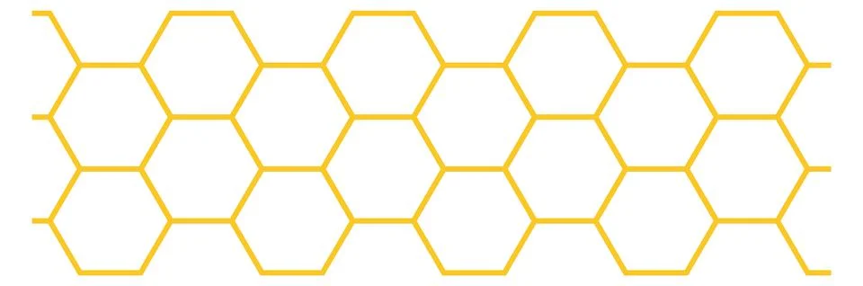Honeycomb pattern. Yellow line hexagonal cell border Stockillustratie