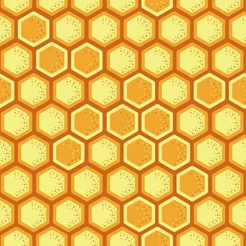 Honeycomb seamless pattern. Bee hive mosaic, yellow decorative abstract Stock Illustration