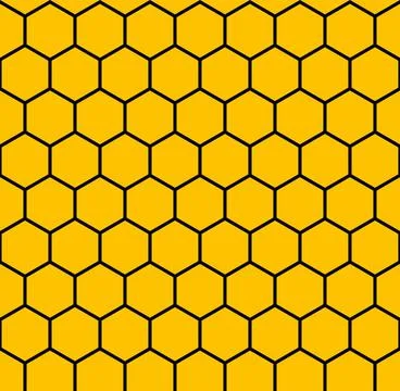 Honeycomb seamless pattern. Hexagon shape geometric background. Orange grid.. Illustrazione stock
