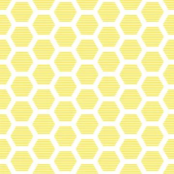 Honeycomb seamless pattern - honey background. Yellow hexagon shape. Vector  Stock Illustration