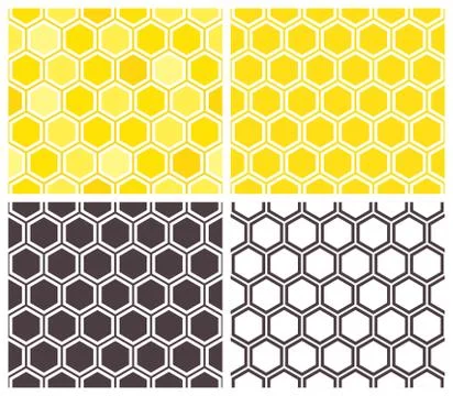 Honeycomb seamless pattern set Stock Illustration